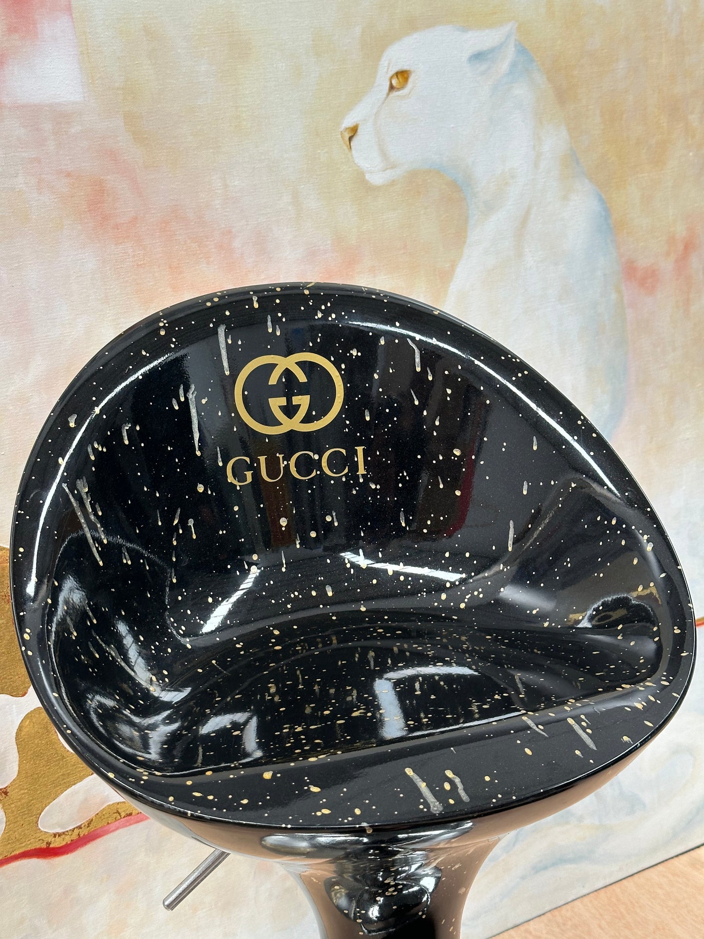 Gucci Inspired Set of 2 Modern Design Adjustable Design Stools By Artist "MTART"
