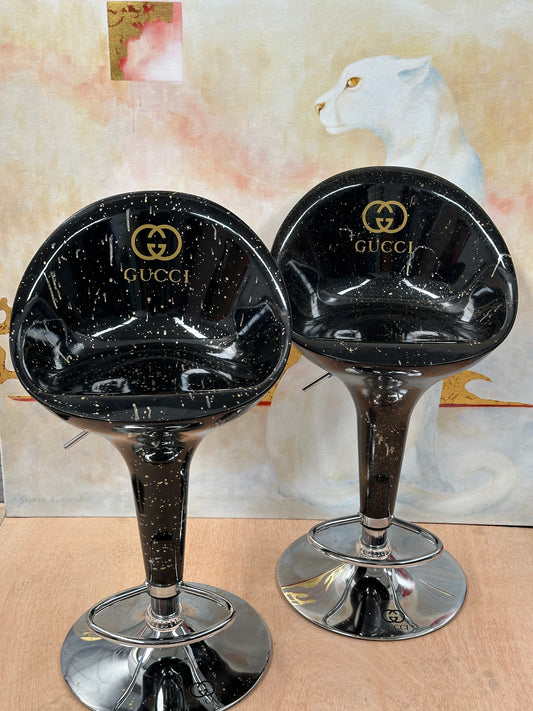 Gucci Inspired Set of 2 Modern Design Adjustable Design Stools By Artist "MTART"
