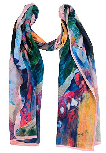 Salutto Women 100% Silk Scarves Van Gogh Paul Gauguin Monet Painted Scarf