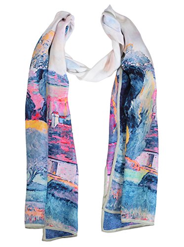 Salutto Women 100% Silk Scarves Van Gogh Paul Gauguin Monet Painted Scarf