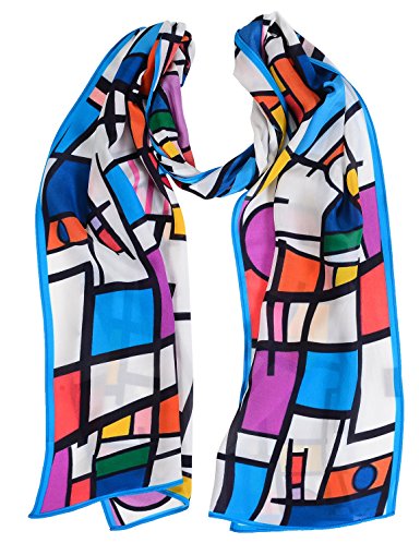 Salutto Women 100% Silk Scarves Van Gogh Paul Gauguin Monet Painted Scarf