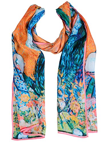 Salutto Women 100% Silk Scarves Van Gogh Paul Gauguin Monet Painted Scarf