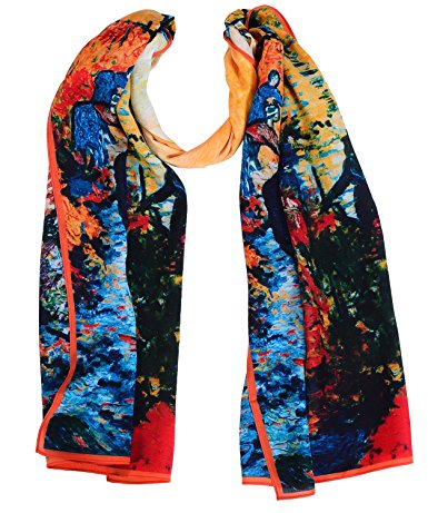 Salutto Women 100% Silk Scarves Van Gogh Paul Gauguin Monet Painted Scarf