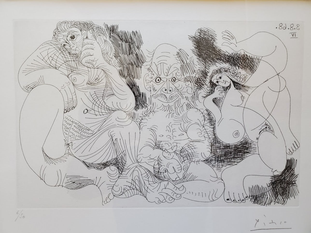 Vieillard assis avec une femme et danseuse