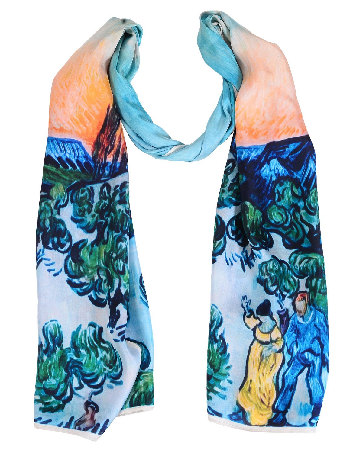 Salutto Women 100% Silk Scarves Van Gogh Paul Gauguin Monet Painted Scarf