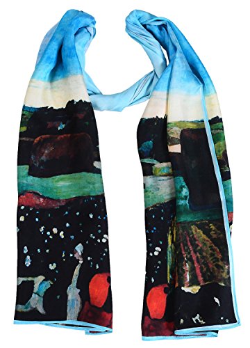 Salutto Women 100% Silk Scarves Van Gogh Paul Gauguin Monet Painted Scarf
