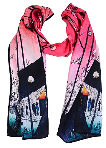 Salutto Women 100% Silk Scarves Van Gogh Paul Gauguin Monet Painted Scarf