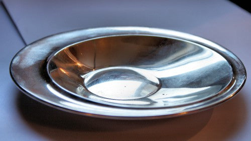 Silver plate with gold center
