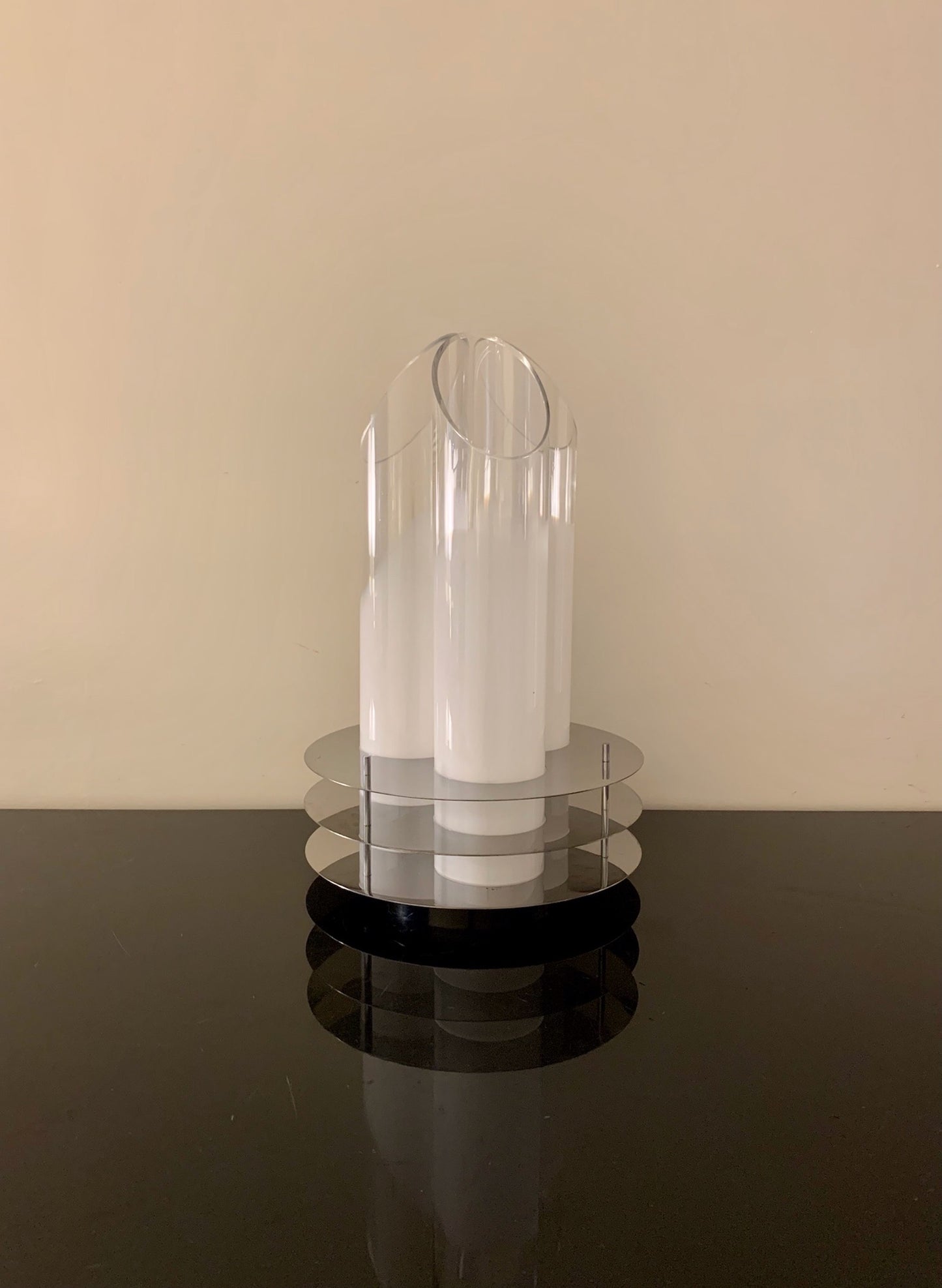 Large Table Lamp Italian 1970s Metal Glass