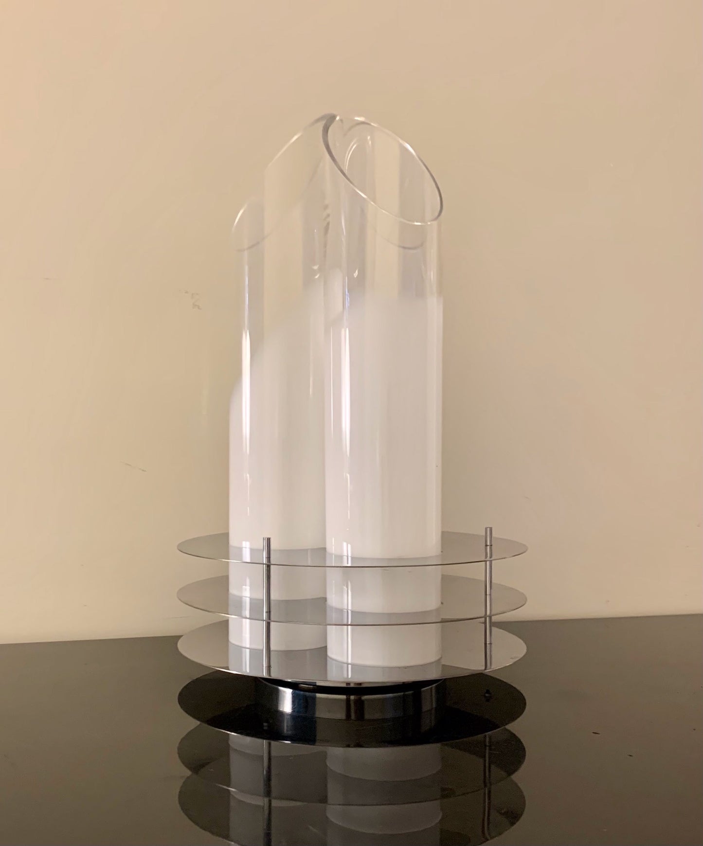 Large Table Lamp Italian 1970s Metal Glass