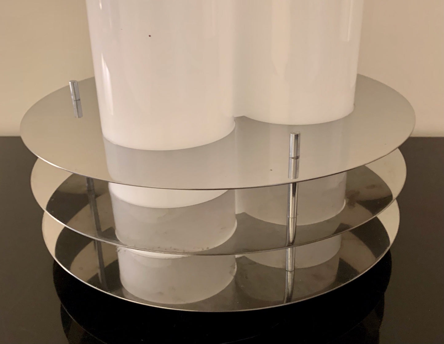 Large Table Lamp Italian 1970s Metal Glass