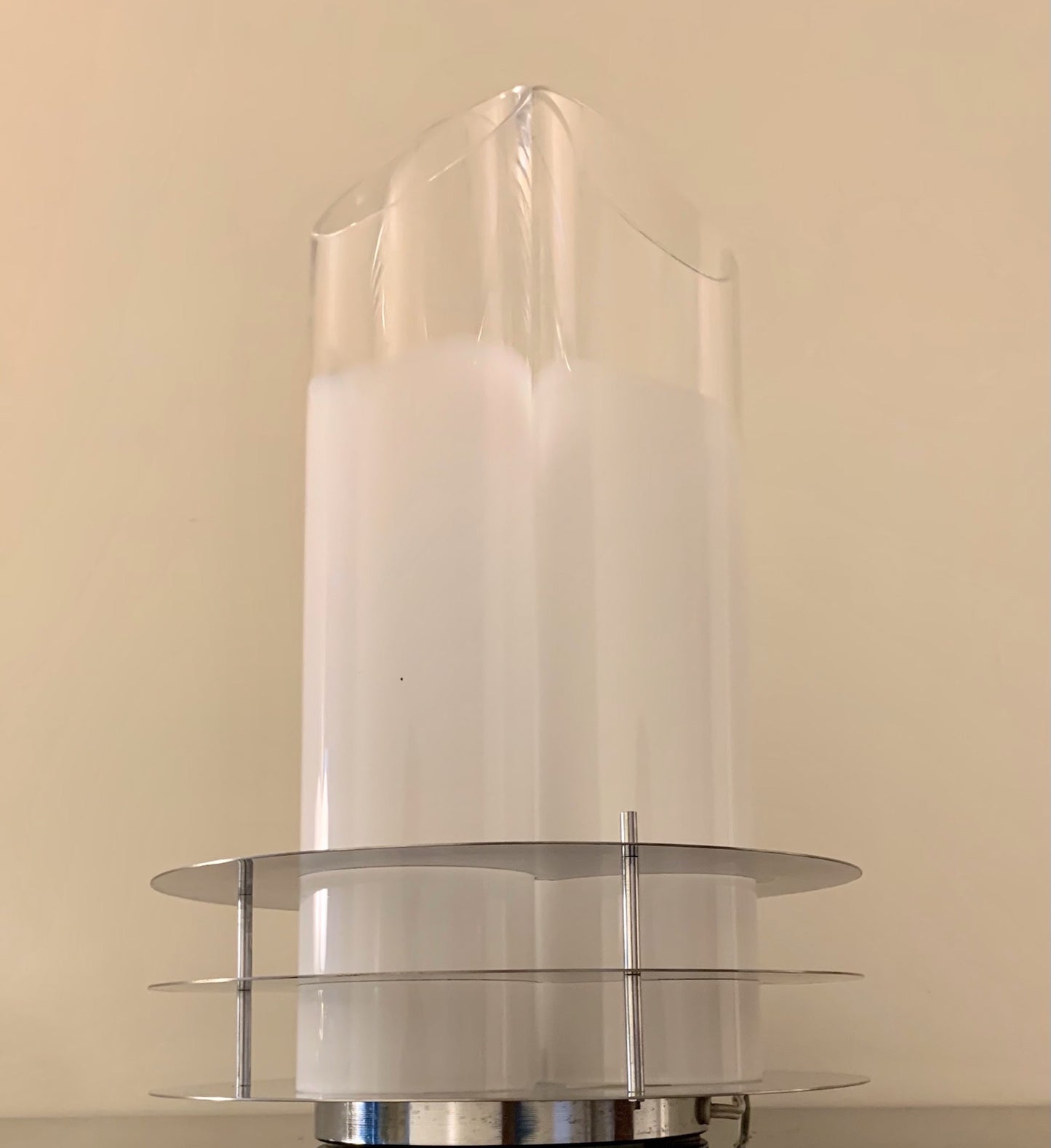 Large Table Lamp Italian 1970s Metal Glass