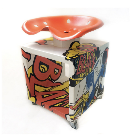 Vintage Pop Art Storage Stool