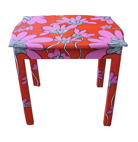 Flowered Painted Accent Table