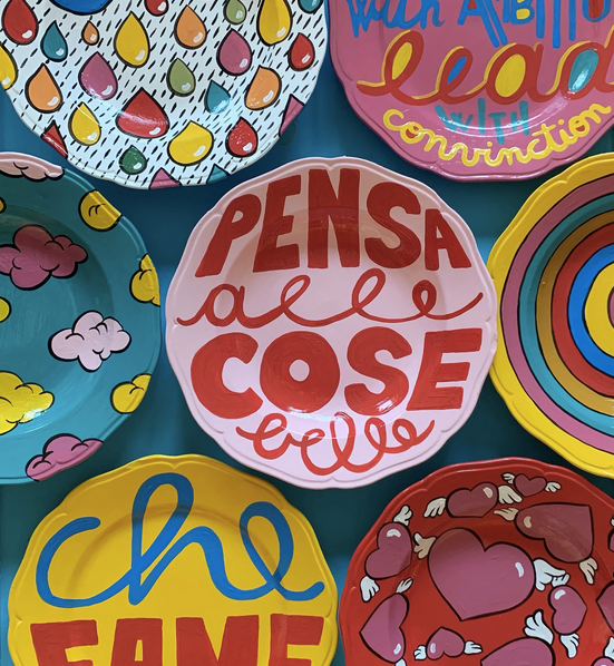 Ceramic Hand Painted "Che Fame" Plate