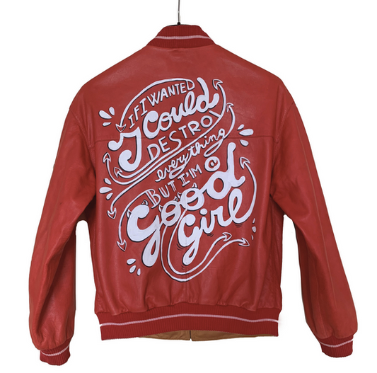 Vintage Red Leather Jacket "Good Girls"