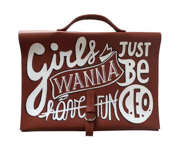 Girls Just Wanna Be Hand Painted Leather Bag