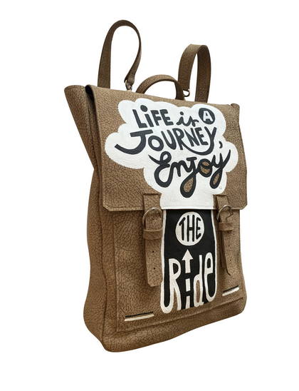 Life is a Journey Hand Painted Leather Backpack