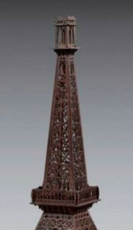 Antique Wood Scaled Model of the Eiffel Tower