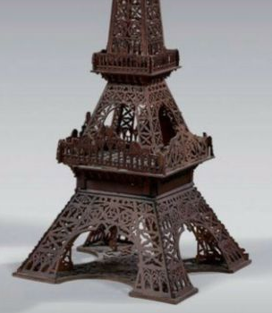 Antique Wood Scaled Model of the Eiffel Tower