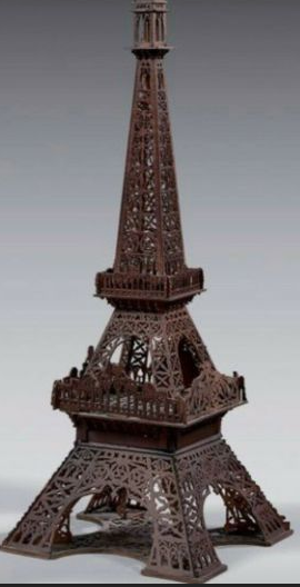 Antique Wood Scaled Model of the Eiffel Tower