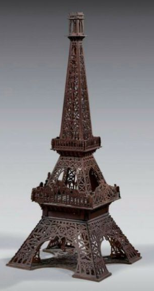 Antique Wood Scaled Model of the Eiffel Tower