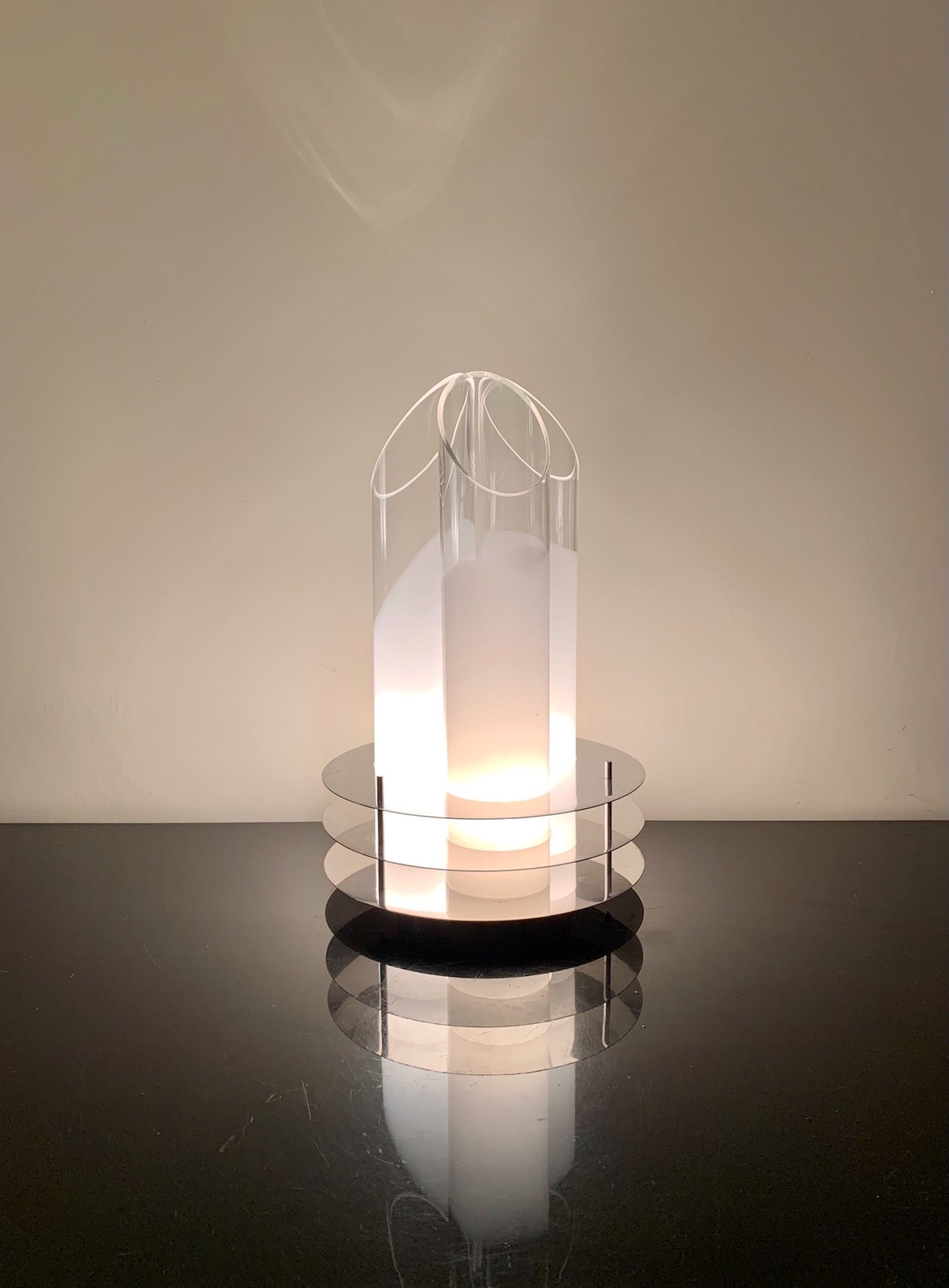 Large Table Lamp Italian 1970s Metal Glass