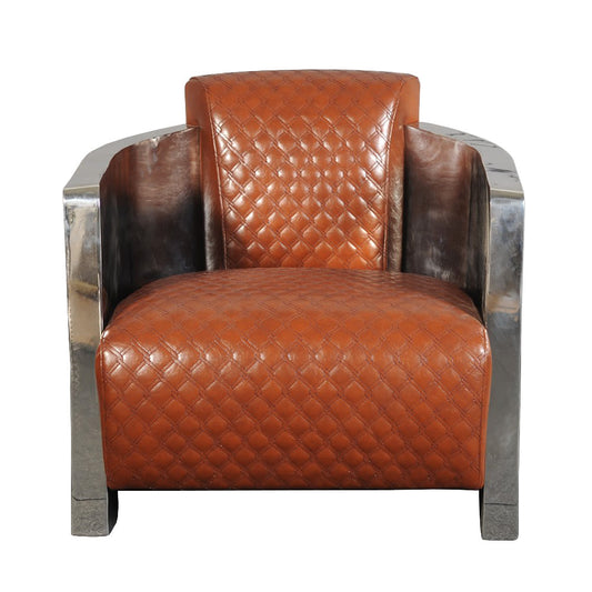 Polished Steel Leather Armchair