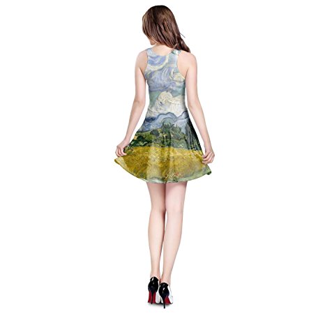 Vincent Van Gogh Fine Art Painting Sleeveless Dress XS-3XL Skater Stretch  Flare Dress