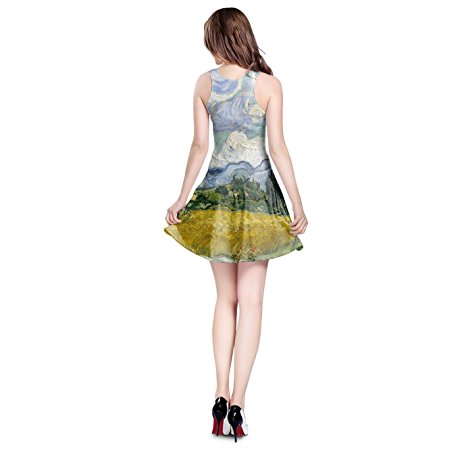 Vincent Van Gogh Fine Art Painting Sleeveless Dress XS-3XL Skater Stretch Flare Dress