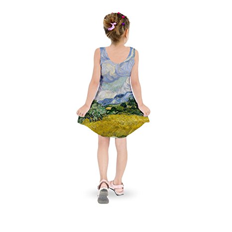 Vincent Van Gogh Fine Art Painting Kids Sleeveless Dress Flared Girls