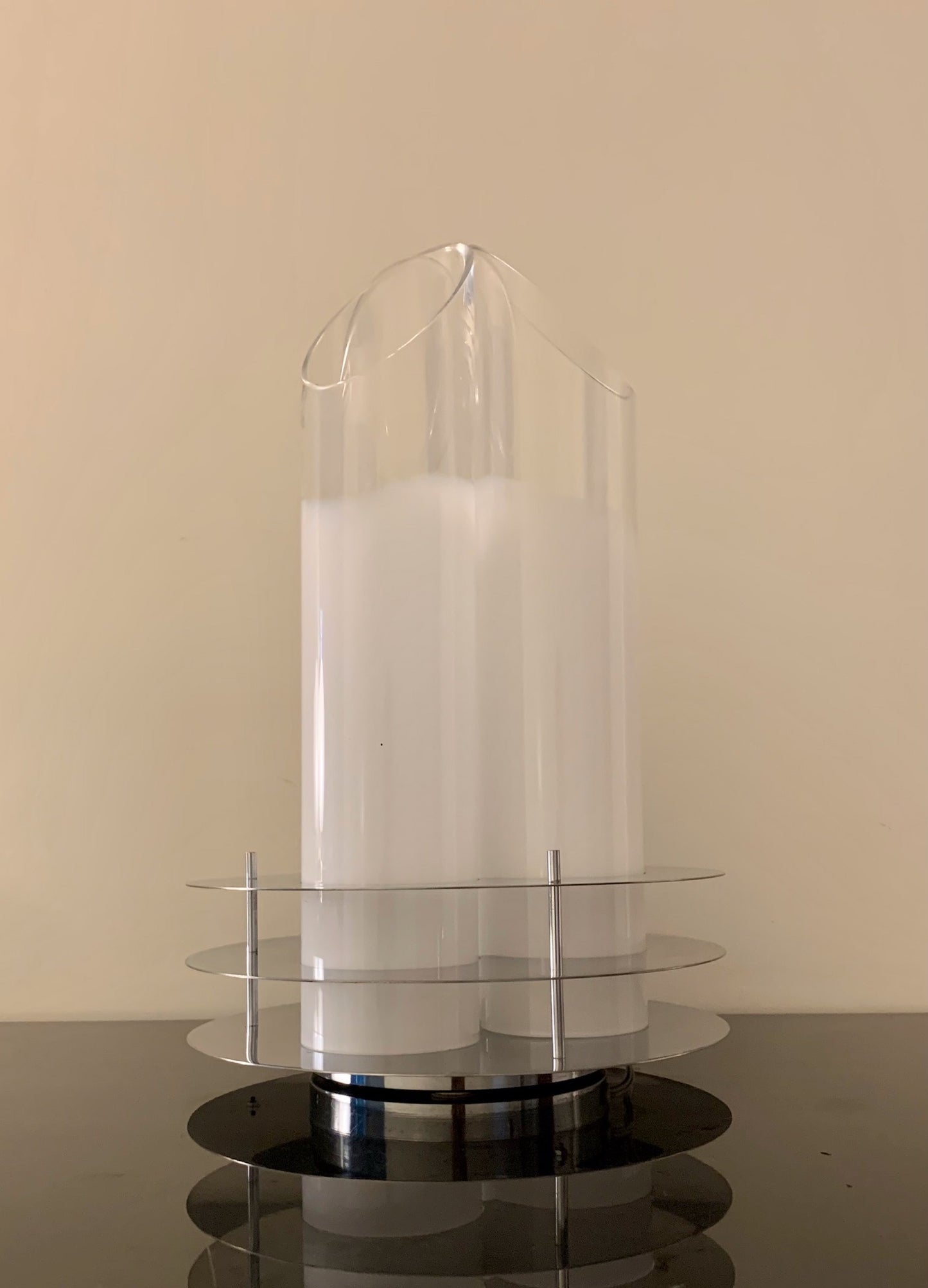 Large Table Lamp Italian 1970s Metal Glass