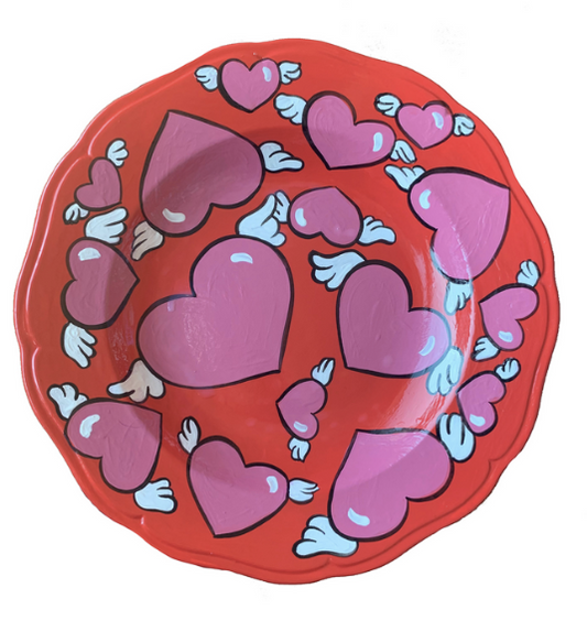 Ceramic Hand Painted Winged Heart Plate