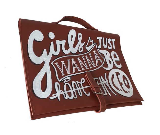 Girls Just Wanna Be Hand Painted Leather Bag