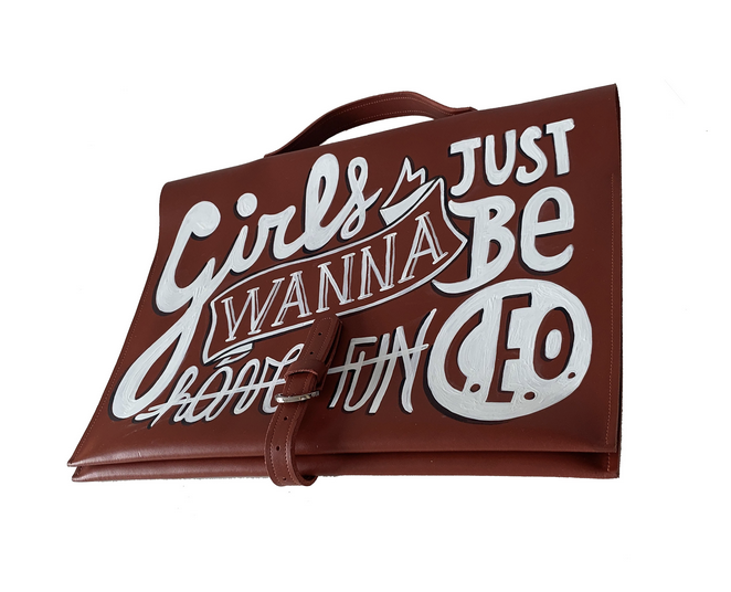 Girls Just Wanna Be Hand Painted Leather Bag