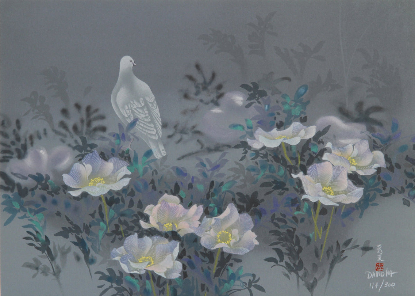 White Bird and Flowers