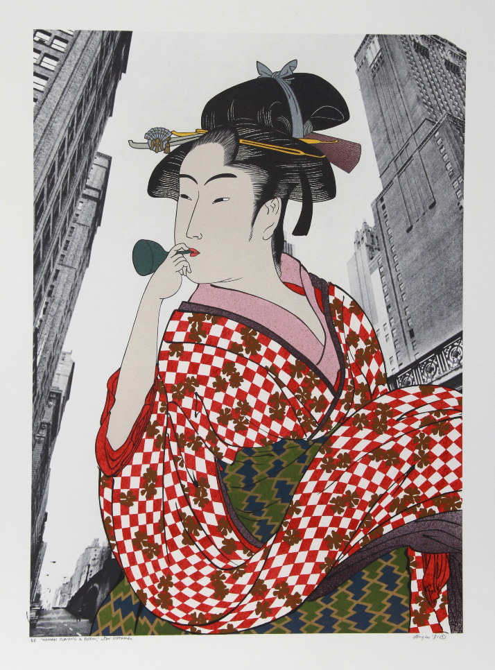 Woman Playing a Poppin (After Utamaro)