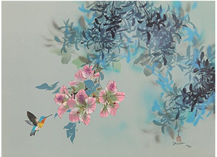 Hummingbird And Flowers
