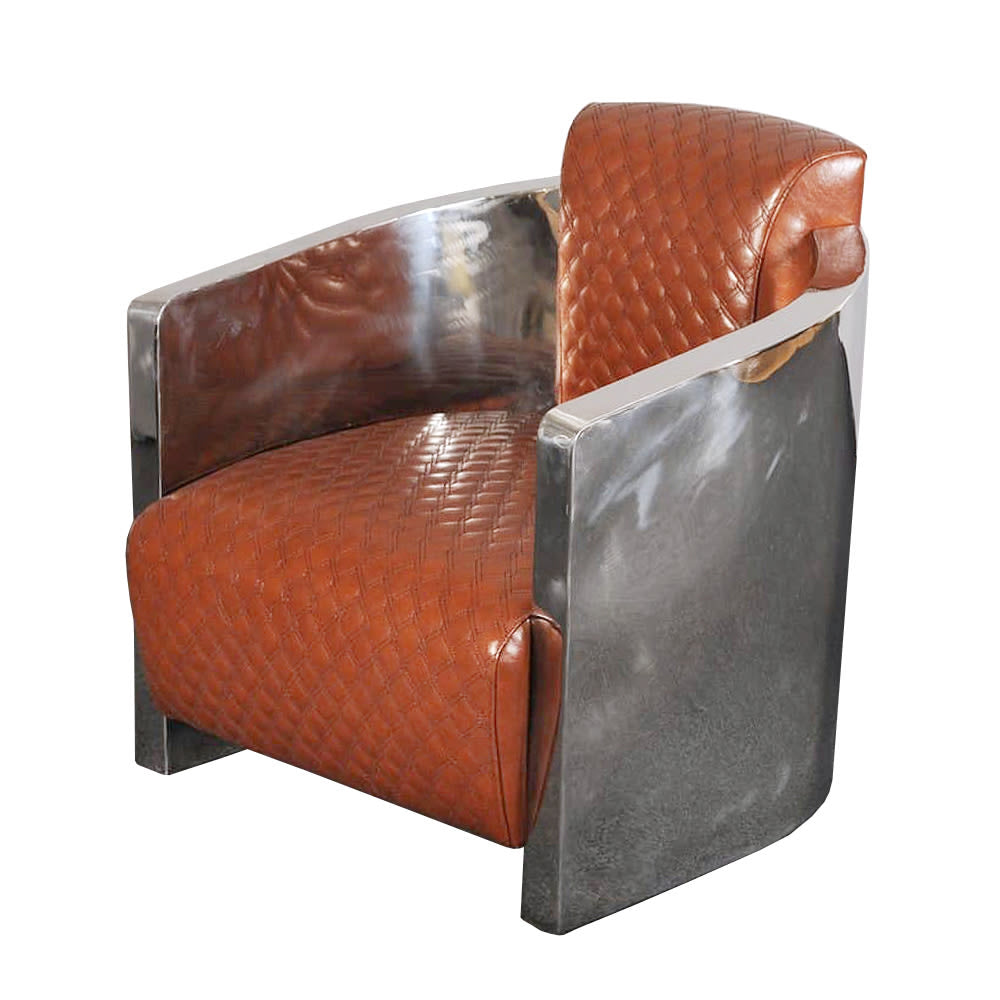 Polished Steel Leather Armchair