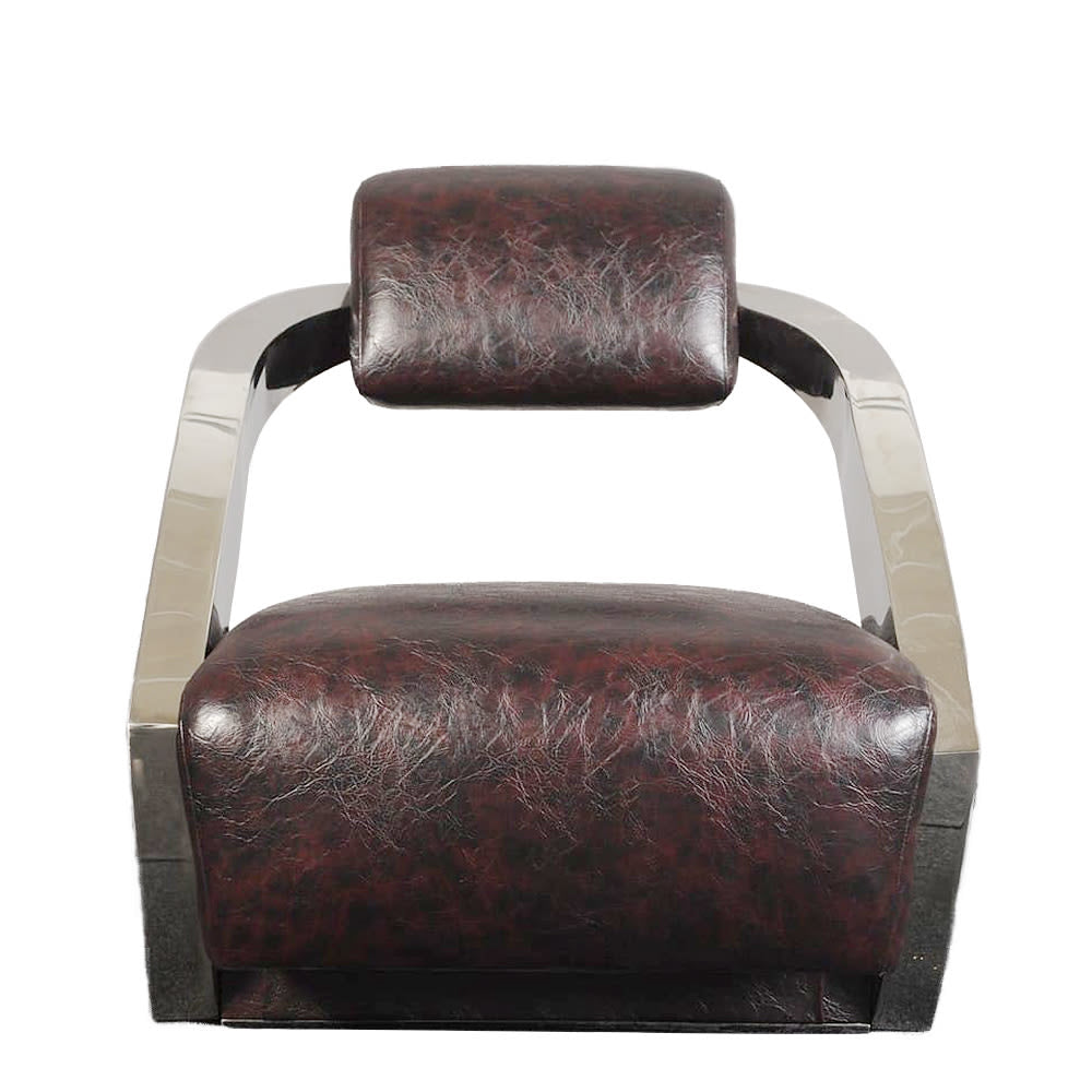 Polished Steel Leather Armchair